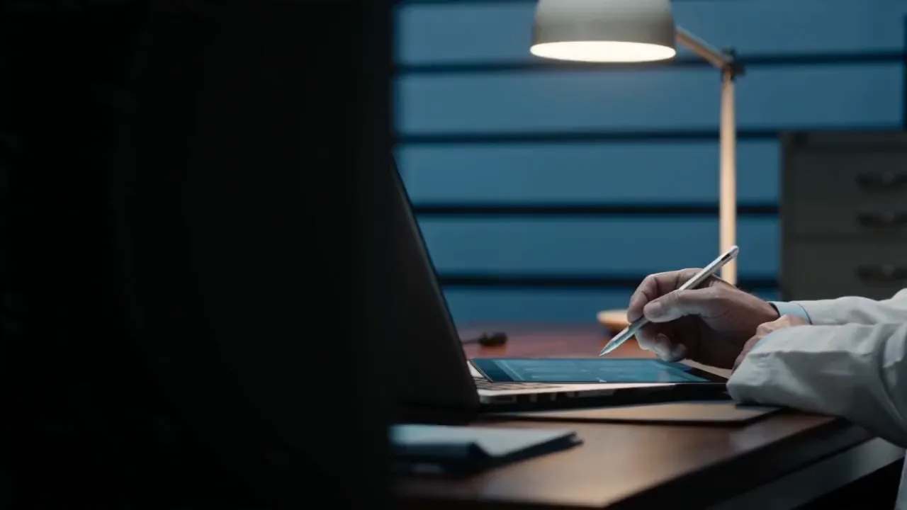 Professionnel prenant des notes au stylet sur une tablette